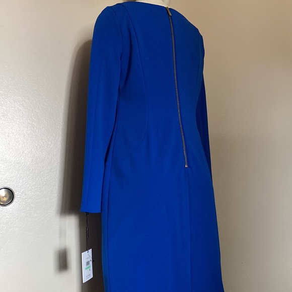 Calvin Klein Blue Long Split Sleeve Sheath Dress - Picture 3 of 7